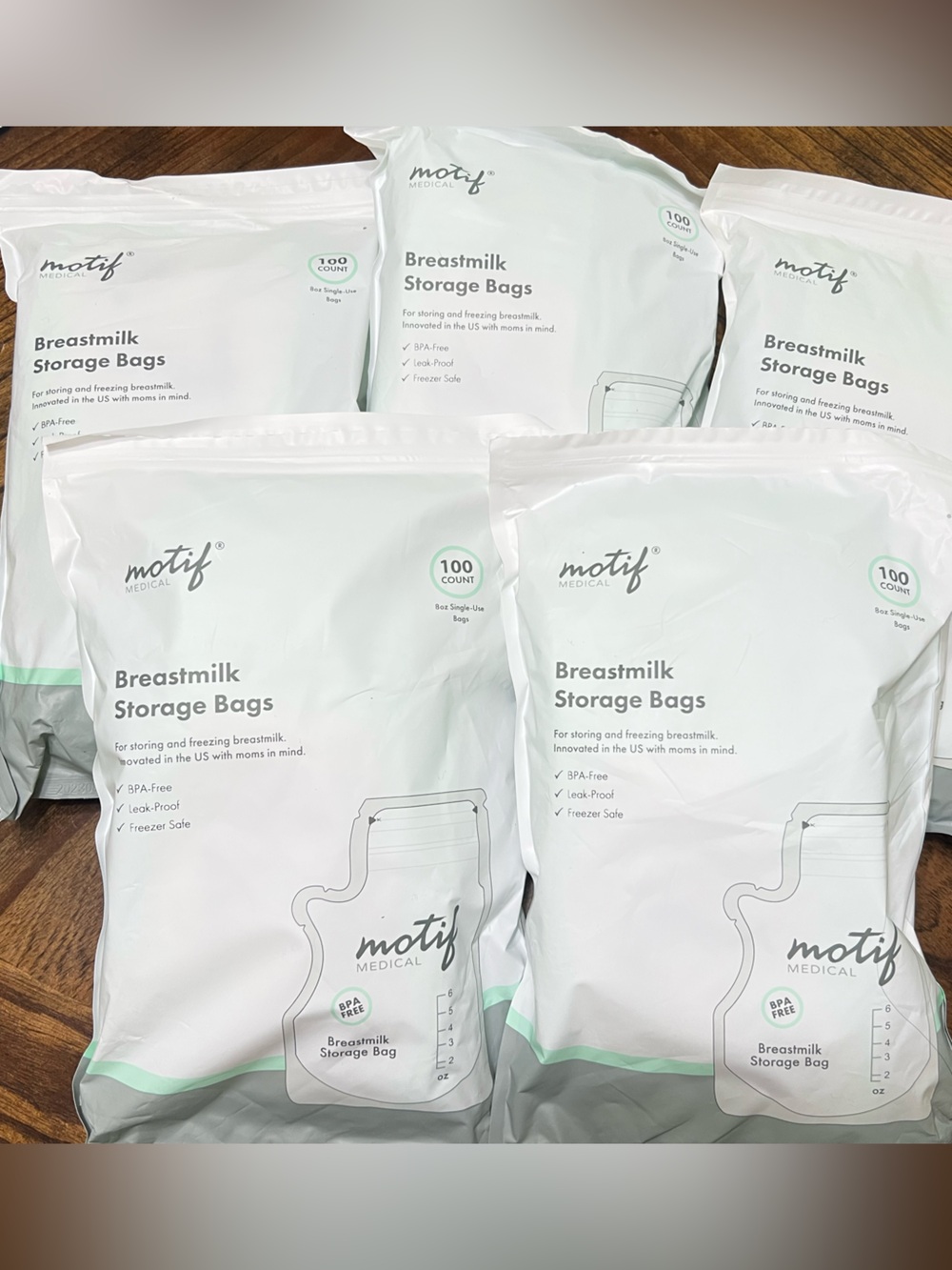 Motif Medical Breast Milk Storage Bags Single Use 8oz 100-Count